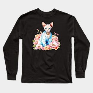 Sphynx cats flowers Long Sleeve T-Shirt